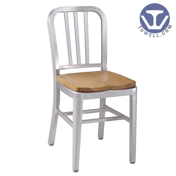 Alu navy chair wooden seat