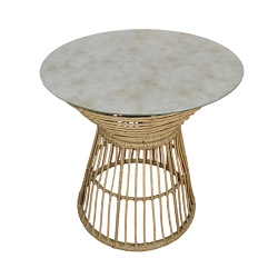 Steel rattan table