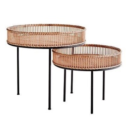 Steel rattan table