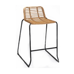 Stackable steel rattan bar stool